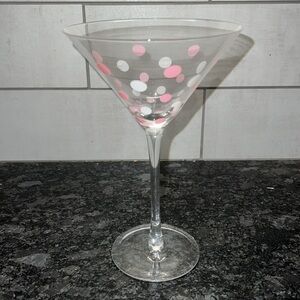 Martini glasses by Pampered Chef new in box. Set of 4. Pink & White Dots